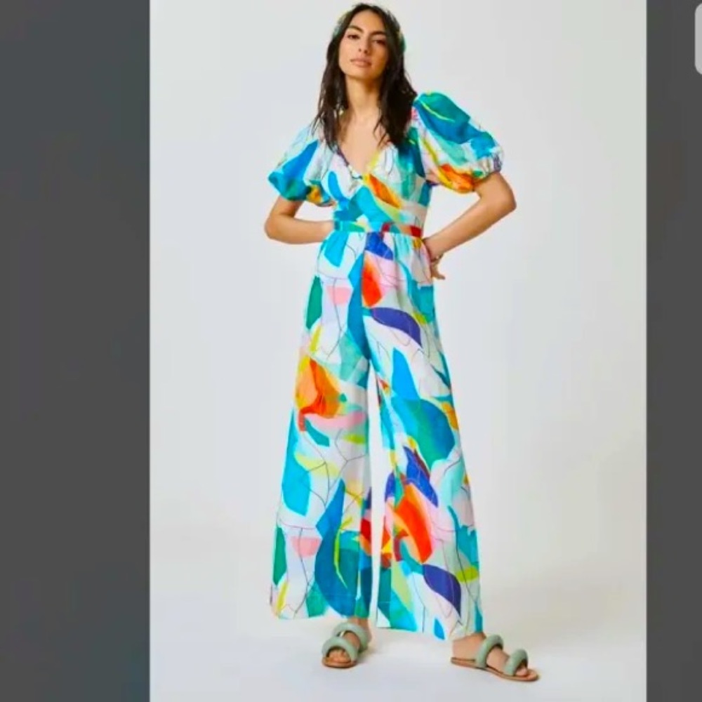 NWT Anthropologie Colorful Ranna Gill Tie Back Jumpsuit Romper size xs xsmall